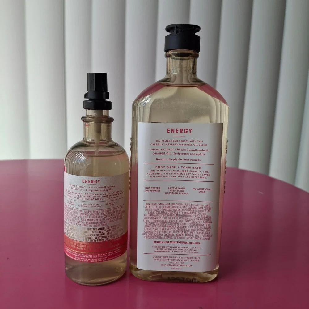Bath & Body Works GUAVA+ORANGE ENERGY Body Wash Essential Oil Mist Set of 2